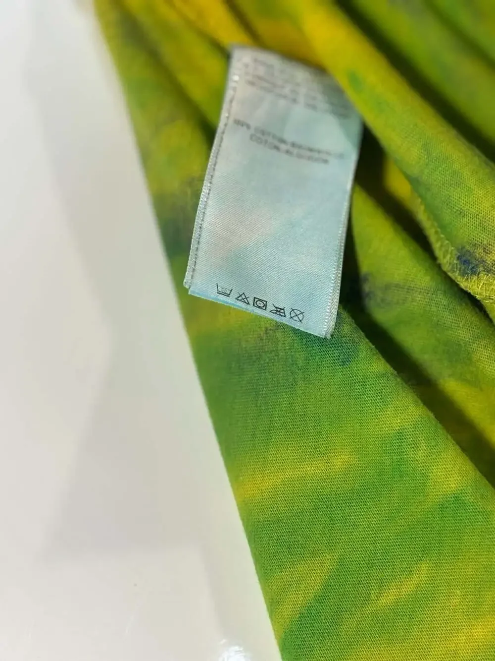 True Religion Men's Yellow and Green Tie-Dye Buddha Logo Graphic T-Shirt XXL